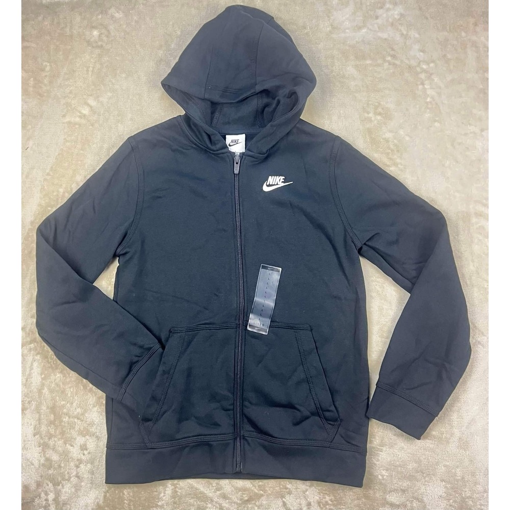Nike Boys Sportswear Club Fleece Full Zip Hoodie Black Large L BV3699-010